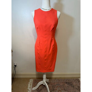 KAREN MILLEN Orange Sleeveless Sheath Dress Size 8 bodycon stretch